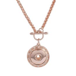 2021 Rose Gold choker Vintage Metal Snap Jewellery 12 18mm button Necklace Pendant For Women KC1033