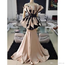 Cheap Dubai Arabic Off Shoulder Plus Size Mermaid Evening Dresses Lace Appliques Peplum Formal Evening Dress Dresses Party Wear