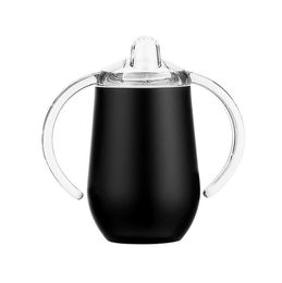 10oz Sippy Cup Stainless Steel Wine Glasses Double Handles Egg Cups Sucker Cup Double Wall Vacuum Insulated Flask EEA1370-4