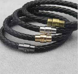 European and American foreign trade bracelet Jewellery braided leather leather rope stainless steel magnet male bracelet WY1209