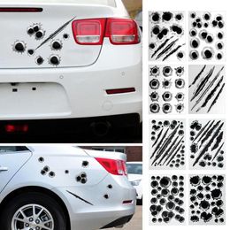 Car Stickers 3D Scratches Bullet Hole Creative Decals Exterior Decoration Sticker Full Body Automobiles Accessories