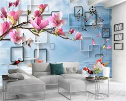 Custom 3d Flower Wallpaper Connected Frame Delicate Magnolia Flower Beautiful Living Room Bedroom Decoration Mural Wallpaper