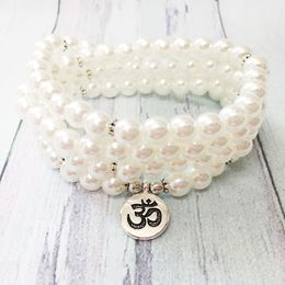 MG0472 New Arrivals Design 108 Mala Bracelet Balance Heart Chakra Yoga Necklace Ohm Lotus Charm Bracelet for Women