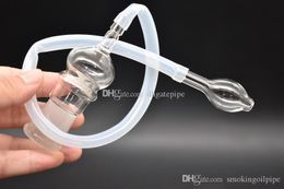 Cheap Thick 18mm Female Glass Vapour Whip Adapter Large Glass Adapter With Screen And Hose For Water Bong dab rigs bong
