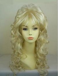 WIG LL<<< Wigs Fashion Women Party Cosplay Long Wavy Curly Light Blonde Sexy Full Hair Wig