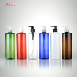 15pcs 500ml multicolor empty plastic Screw pump bottle cosmetics container R24 Shampoo shower gel bottles Free shipping