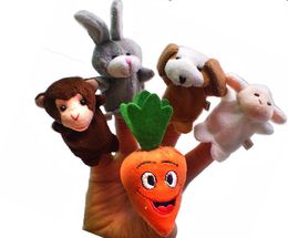 50pcs=10 lot Finger Puppet Tell story baby plush toys RPG use Role play Doll Hand Puppet rabbit Carrot Animal Toy Group