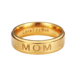 4 Colors Stainless Steel LOVE YOU MOM Ring Engraving Letter MOM Ring Bands Mother's Day Gift Fashion Jewelry for Mom Drop Shipping