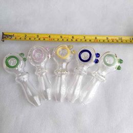 Newest Heavy Snowflake Glass pipes with Big Bowl 2 Dot Colorful Circle 4.3inch Hand Tobacco Cigarette Smoking Pipe Oil Burner