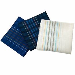 12PCS 43 * 43CM Cotton Men's Handkerchief Big Handkerchief Soft Dark Jacquard Plaid Towel