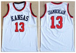 #13 Wilt Chamberlain Kansas Jayhawks College White Retro Classic Basketball Jersey Mens Ed Custom Number Name Jerseys