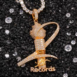 New guys Hip Hop Gold Bling CZ Cubic Zirconia Memorial Trophy Diamond Mens Iced Out Diamond Torch Rapper Jewellery Gift For Men and Women