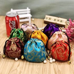 Floral Drawstring Bags Jewelry Gift Pouches Silk Fabric Packaging Bag Bangle Bracelet Storage Pocket 11x 11 cm