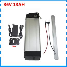 500W 36V 13AH silver fish Battery 36V Lithium Electric bike battery 18650 Cell with 15A BMS 42V 2A Charger Free customs fee