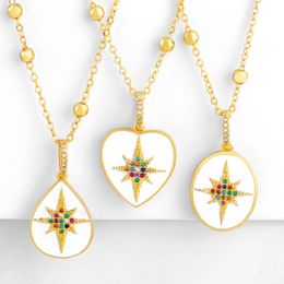 Charming Fashion Yellow Gold Plated Colorful CZ Star Necklace fo Girls Women Nice Gift for Friemd