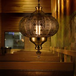 Newest chandelier Southeast Asia Balance Yi Iron Pendant Lights LED Carved Hollow Retro Lamps for Dining Room Restaurant Lantern De Lamp
