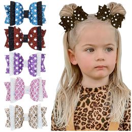 Baby Girls Barrette Kids Cute Sequins Bokwnot Barrettes Fish Scale Stars Children Hairpins Hair Clip Hair Accessory 6 Colors 14825