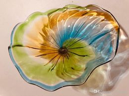 Turkish Murano Flower Shaped Glass Plates Bulk Decorative Clear Glass Plates Colourful Murano Art Glass Wall Lights with LED Bulbs