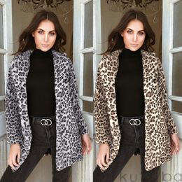 Women's Long Leopard Print Coat Fashion Cardigan Outwear Jacket Leopard Print