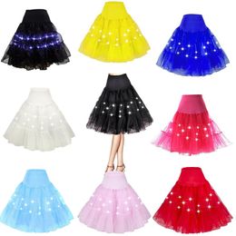 Led Lighting Swing Tutu Skirt Women Halloween Christmas Festival School Girl Party Show Dance Plus Size M-6XL Mesh Midi Tulle Petticoat