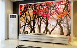 Custom 3d Mural Wallpaper Beautiful autumn golden avenue mangrove living room TV background wall