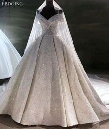 Luxury Sequined Ball Gown Wedding Dresses Off The Shoulder Beaded Sleeveless Plus Size Beach Bridal GownS Custom Made