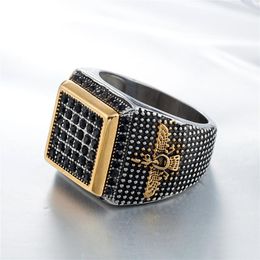 Wholesale- men's vintage Islamic designer titanium steel fashion ring European and American personality luxury rings Jewellery