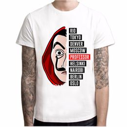 -Мужская прикольная летняя футболка La Casa De Papel Футболки с надписью «Heist Money» Футболки для мужчин с коротким рукавом из бумаги