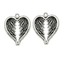 100pcs/Lot Vintage Tibetan Silver Angel Wings Charms Pendants 22x16mm Charms for Jewelry Making Bracelet Necklace