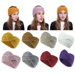 Women's acrylic acrylic knit hair band cross warm headscarf fashion winter hair accessories women's hair band headwear DA007