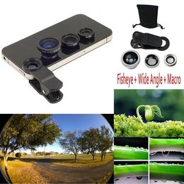 3 in 1 Universal Clip on Fish Eye Macro Wide Angle Mobile Phone Lens Camera kit For iPhone 6 5S 4 for samsung HTC LG