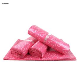 20Pcs 28*38+4cm Pink Love self-adhesive poly mailer Pink poly mailing post envelope pouches Plastic Express Courier bags