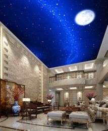 Photo Wallpaper Living Room Bedroom KTV Ceiling Murals Wallpaper 3d ceilings Fantasy night sky ceiling mural wall