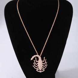 Wholesale- Scorpion Pendant Necklace Women&men's Neutral Hiphop Jewelry Zircon Gold Necklace New Hot