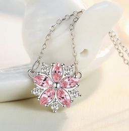 Pink cherry blossom pendant necklace ladies peach clavicle chain Japanese small fresh fashion models