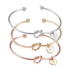 26 A-Z English Letter Initial Bracelet Silver Gold Letter Charm Bracelet Love Bowknot Wristband Cuffs Women Jewelry Friendship Jewelry