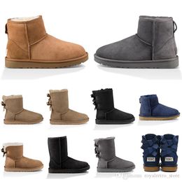 Top designer snow boots Leather Womens Australia kneel half Long Boots Ankle Black Grey chestnut navy red blue coffee girls shoes