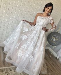2020 New Elegant One Shoulder Wedding Dresses One Sleeve Appliqued Bridal Gowns Saudi Arabic Sweep Train Lace Plus Size Wedding Dress Custom