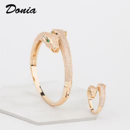 Donia Jewellery luxury bangle party European and American fashion large classic leopard copper micro-inlaid zircon bracelet ring set women's designer gift
