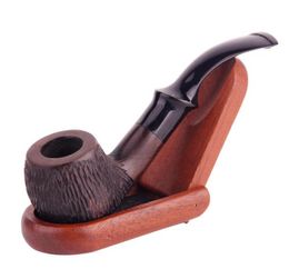 New Type Direct-selling Black Sandalwood Pipe Classic Matte Solid Wood Pipe 9MM Core Filtration Acrylic Tilt Tail