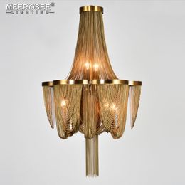 Contemporary Pendant Lamps Modern Bronze Chandeliers Indoor Lighting Italian Tassel Aluminium Chain Hanging Lamp for Living room Foyer Home Decor Light