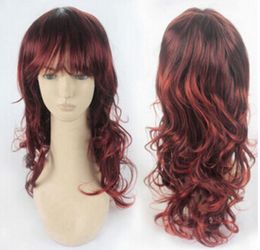 FREESHI PPING+ ++ New with Tags! Sexy Long Wavy Synthetic Wig For Women Wine Red