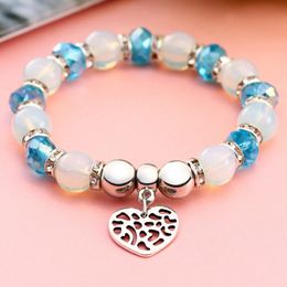 Fashion Glass Beads crystal Bracelets Femme Heart Charm Bracelet For Women Girls Man Men Friendship Summer Jewelry