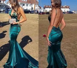 Backless Evening Dresses 2019 Spaghetti Straps Celebrity Holiday Women Wear Formal Party Prom Gowns Custom Made Plus Size