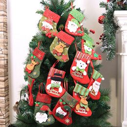Christmas Stockings Hanging Christmas Tree Decoration Ornaments Socks New Year Candy Bag Kids Santa Gifts Stocking Xmas Sock BH0217 TQQ