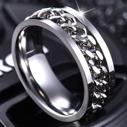 2022 new ring designs for men Stainless neue Ankunfts-Stahlkettendrehring für Männer Frauen Personality Drehbare Hip Hop Ringe Design Runde Valentinstag Geschenke Geschenk-Y