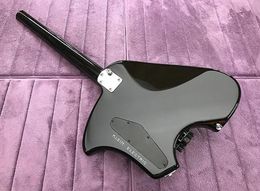 GK4T GlossBlack Headless Electric Guitar TransTrem Vibrato Arm, Set-Up by Jeff Babicz, Tremolo Bridge, Black Hardware