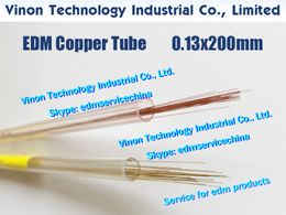 0.13x200MM Copper Tube Single Channel (20PCS/LOT), Copper EDM Tubing Electrode Single Hole Dia.=0.13mm L=200mm for Small Hole EDM Drilling