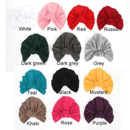 Autumn INS Bohemia Women Skull Caps Knotting Keep Wram Knot turban Hats Big Girls Stretchy Knot Cap 12 Colors M2183