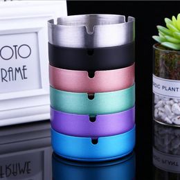6 styles Household Cigarette Ashtray Smoking Accessories Tool Modern Metal Spray Paint Stainless Steel Holder Case Storage